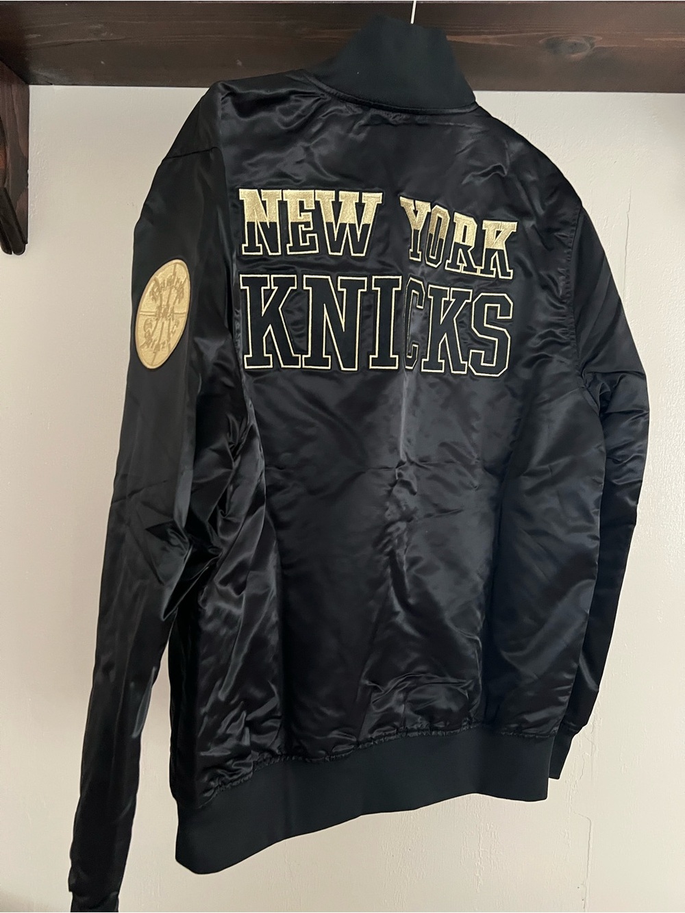NBA New York Knicks Black Satin Bomber Jacket - Picture 2 of 2